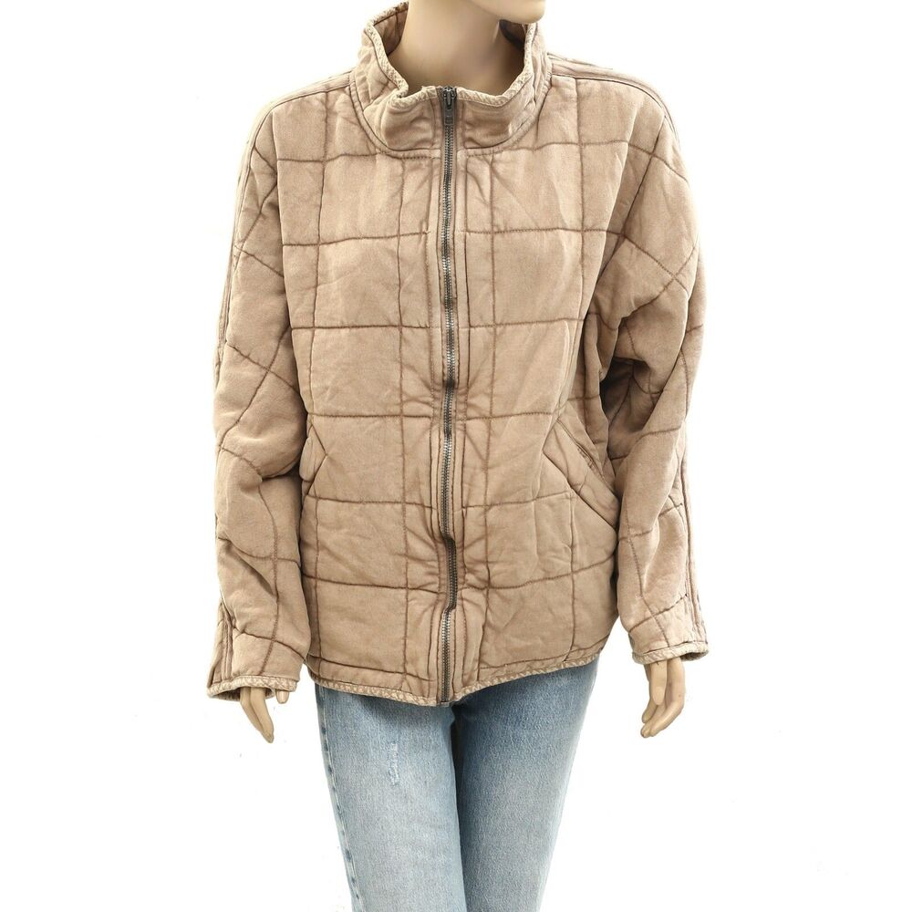 Free People Dolman Quilted Knit Jacket Top Oversized Zip-up Slouchy M NWD 276011